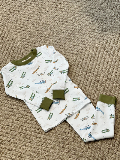 Printed Pajama Set - Airplanes