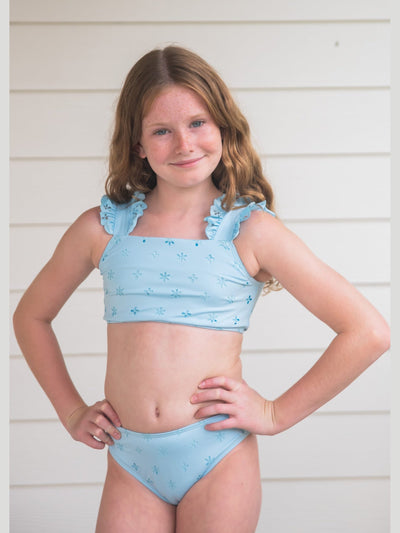 Two-Piece Swimsuit - Blue Eyelet