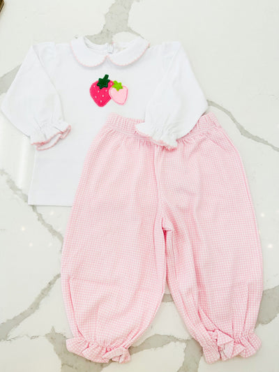 Strawberry Applique Bloomer Pant Set