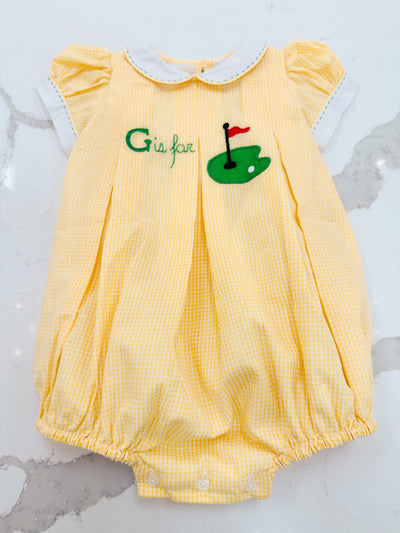 Golf Yellow Gingham Girl Bubble