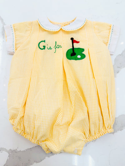 Golf Yellow Gingham Boy Bubble