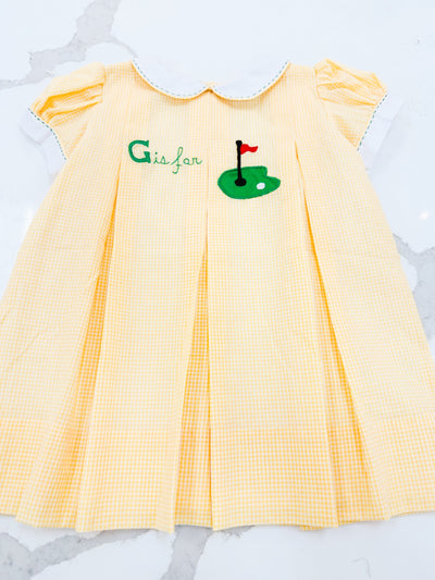 Golf Yellow Gingham Pleat Dress