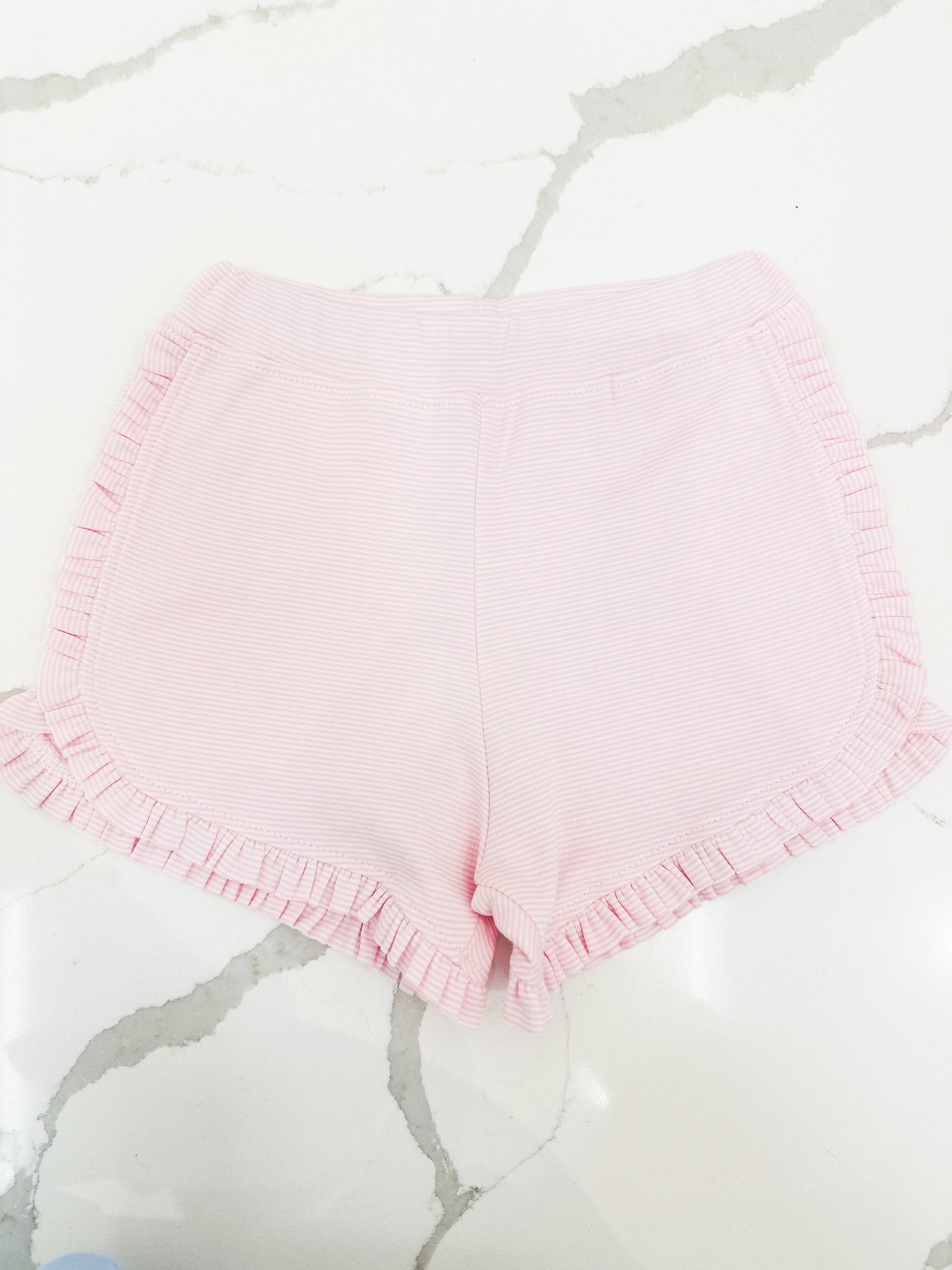 Sara Mini Striped Ruffle Knit Shorts