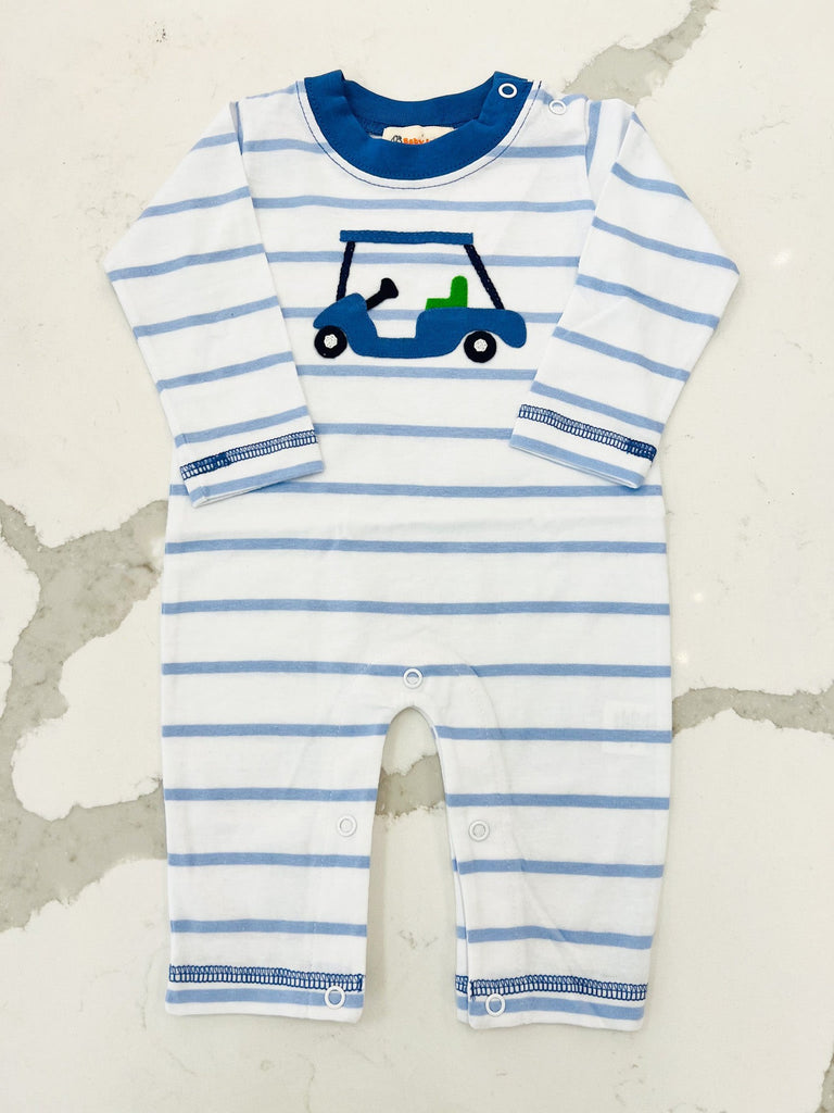 Game Bibs Royal & White Striped Overall Bibs