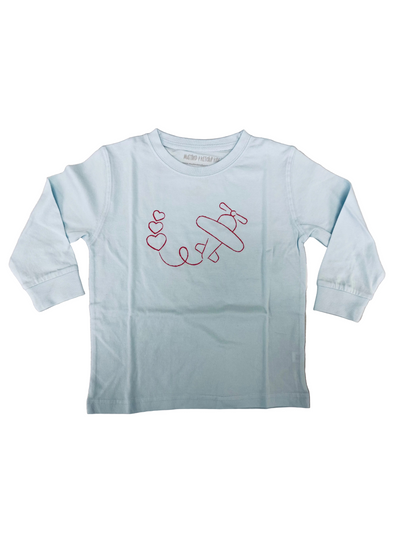 Light Blue Valentines Airplane L/S T-Shirt