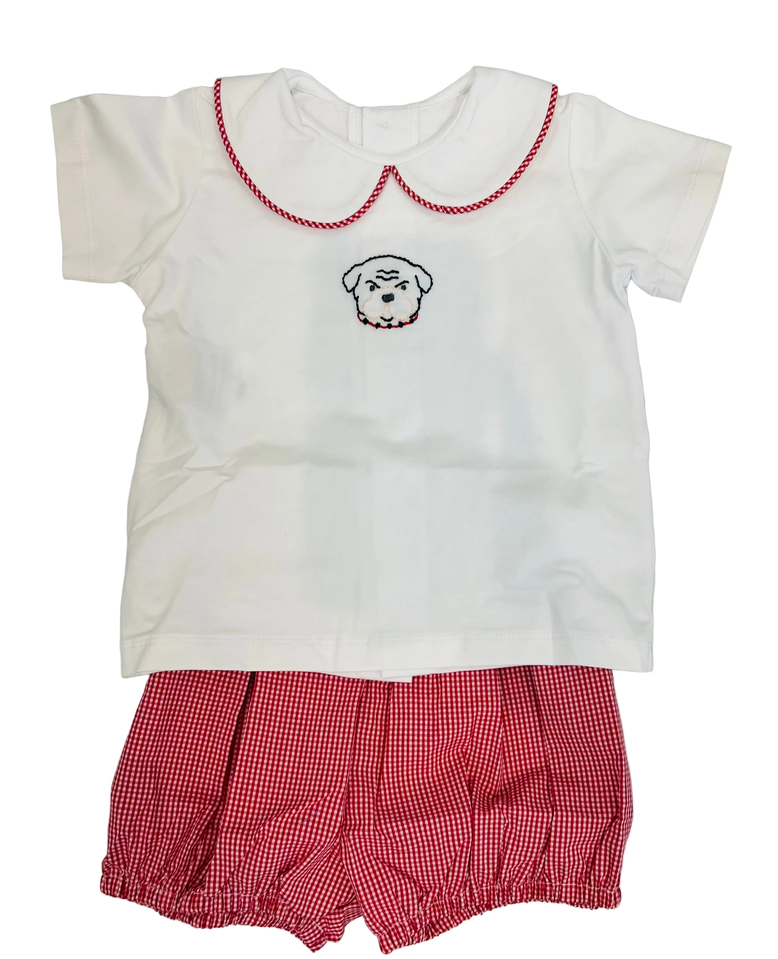 Embroidered Bulldog Boy Short Set
