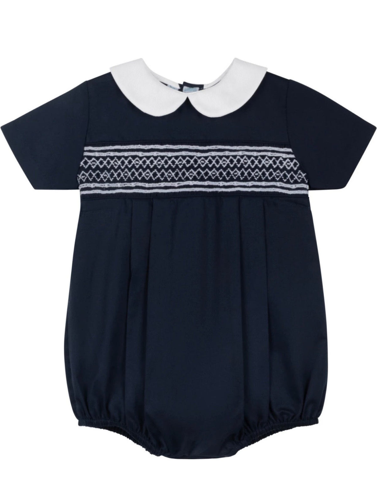 Boys Navy Classic Smocked Romper