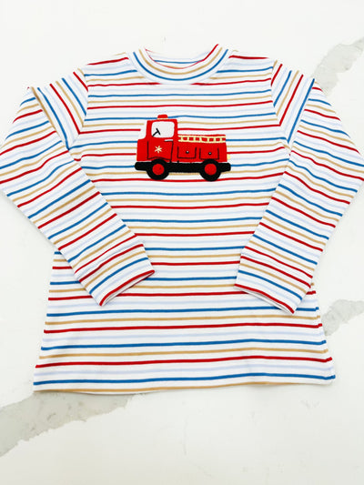 Multi-colored Stripe Firetruck Crewneck Shirt