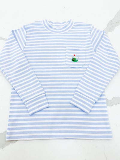 Striped Golf Crewneck Shirt w/Pocket