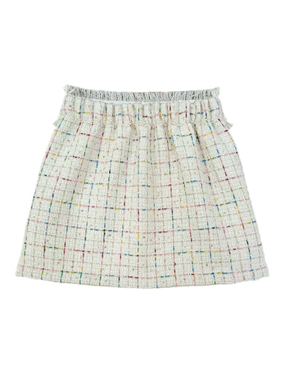PRE-ORDER Flat Front Skirt - Multi Color Tweed