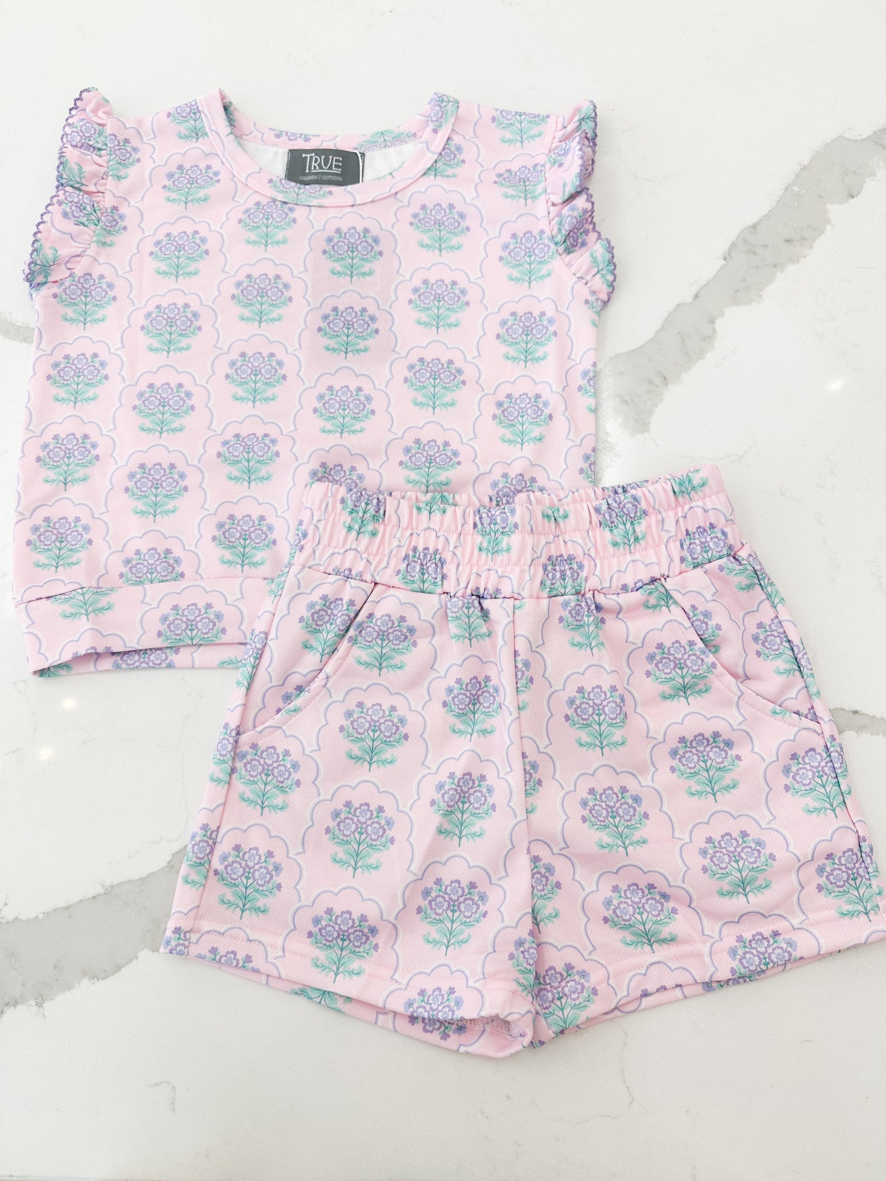 Purple Floral Terry Set
