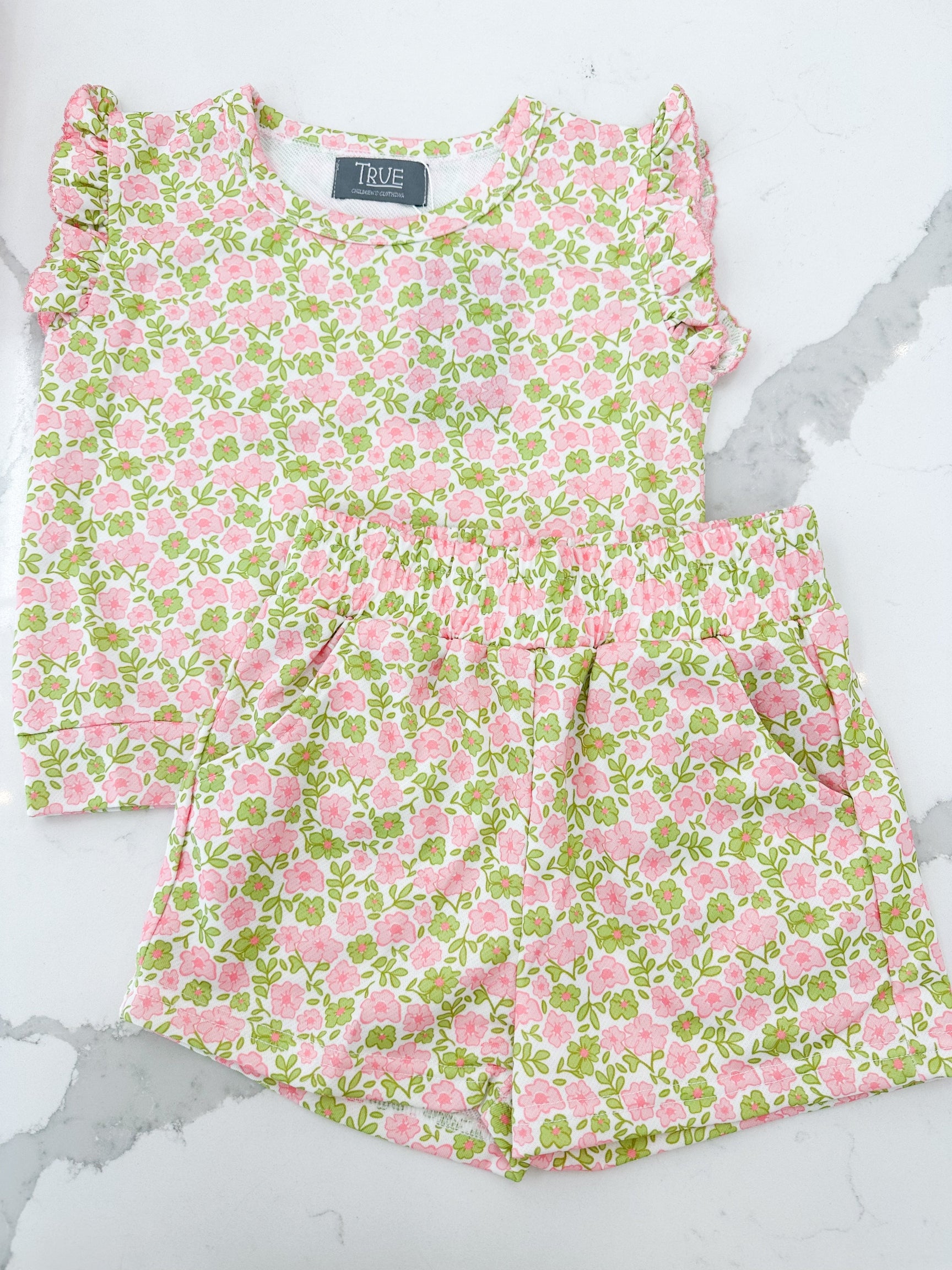 Pink & Green Floral Terry Set