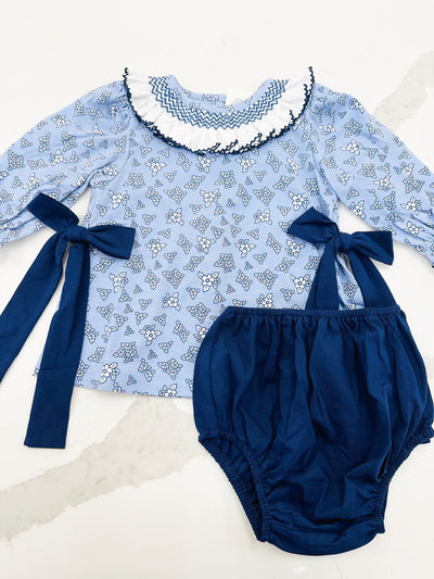 Blue Floral Geo Bloomer Set