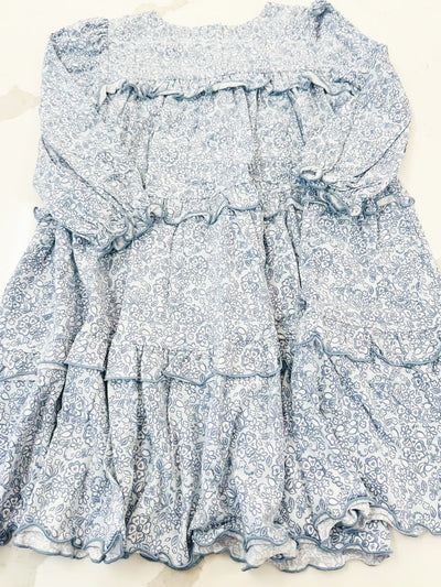 Blue Floral Tiered Dress