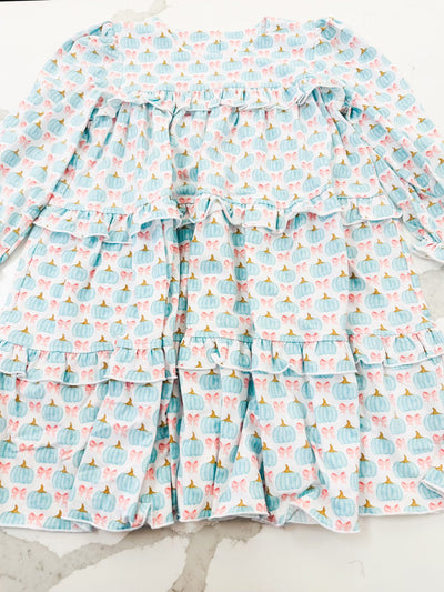 Aqua Pumpkins Tiered Dress