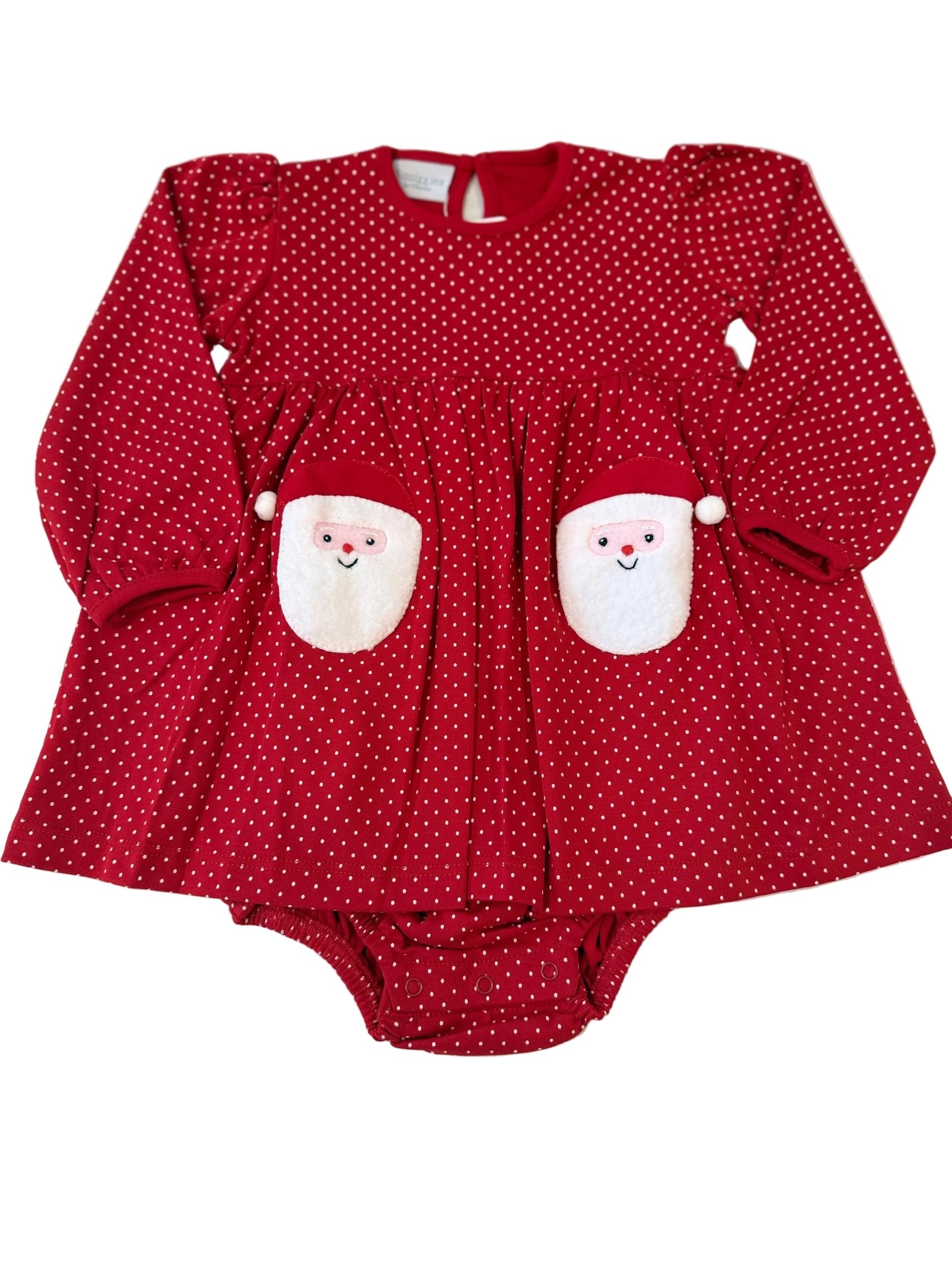 Red Dot Sherpa Santa Onesie Dress