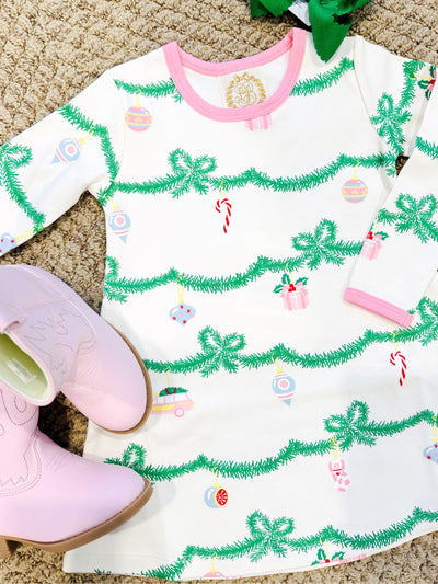 Long Sleeve Polly Play Dress - Deck the Halls