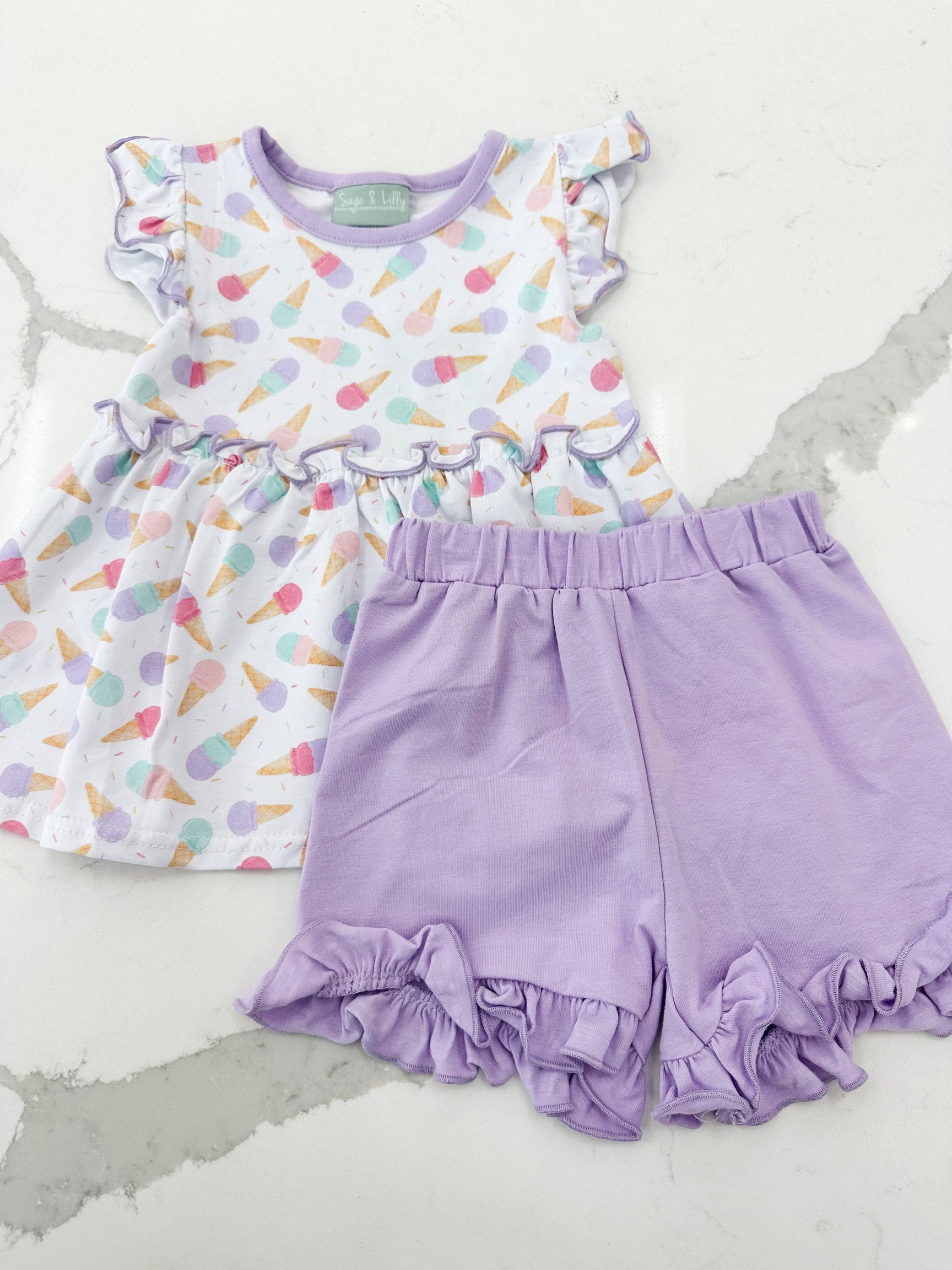 Townes Twirl Top & Short Set - Ice Cream