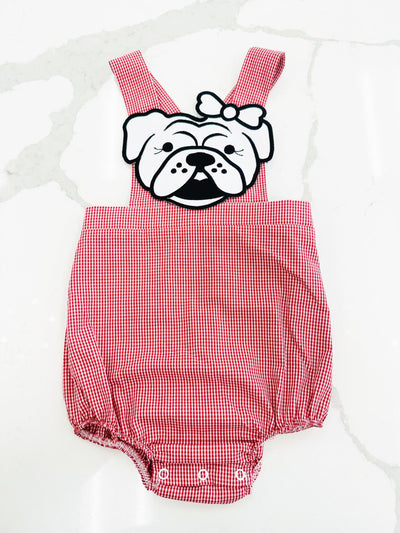 Bulldog Applique Red Girl Bubble