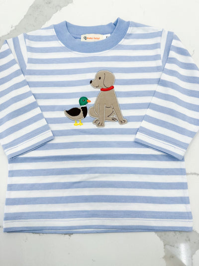 Puppy w/Mallard Applique Striped L/S Shirt