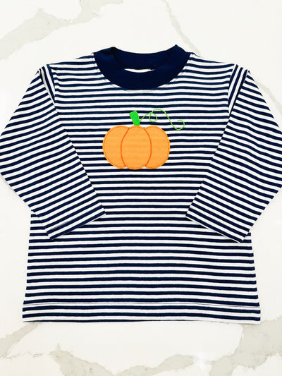 Pumpkin Applique Striped L/S Shirt