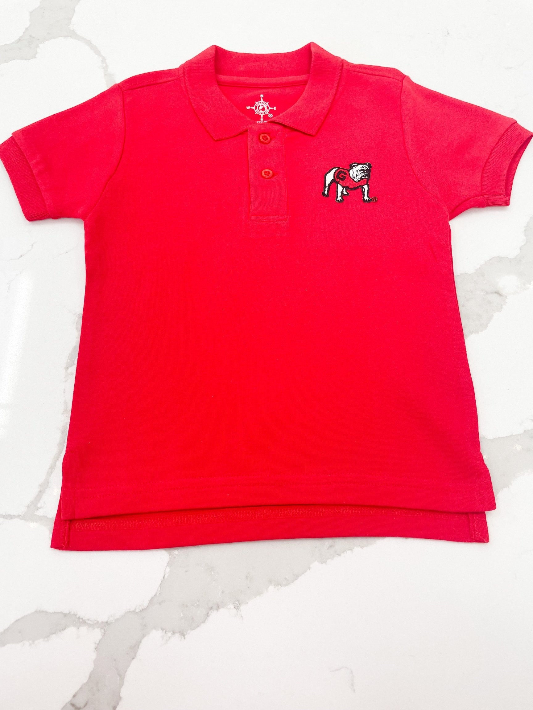 Georgia Polo Shirt w/ Bulldog – Posh Tots Children's Boutique