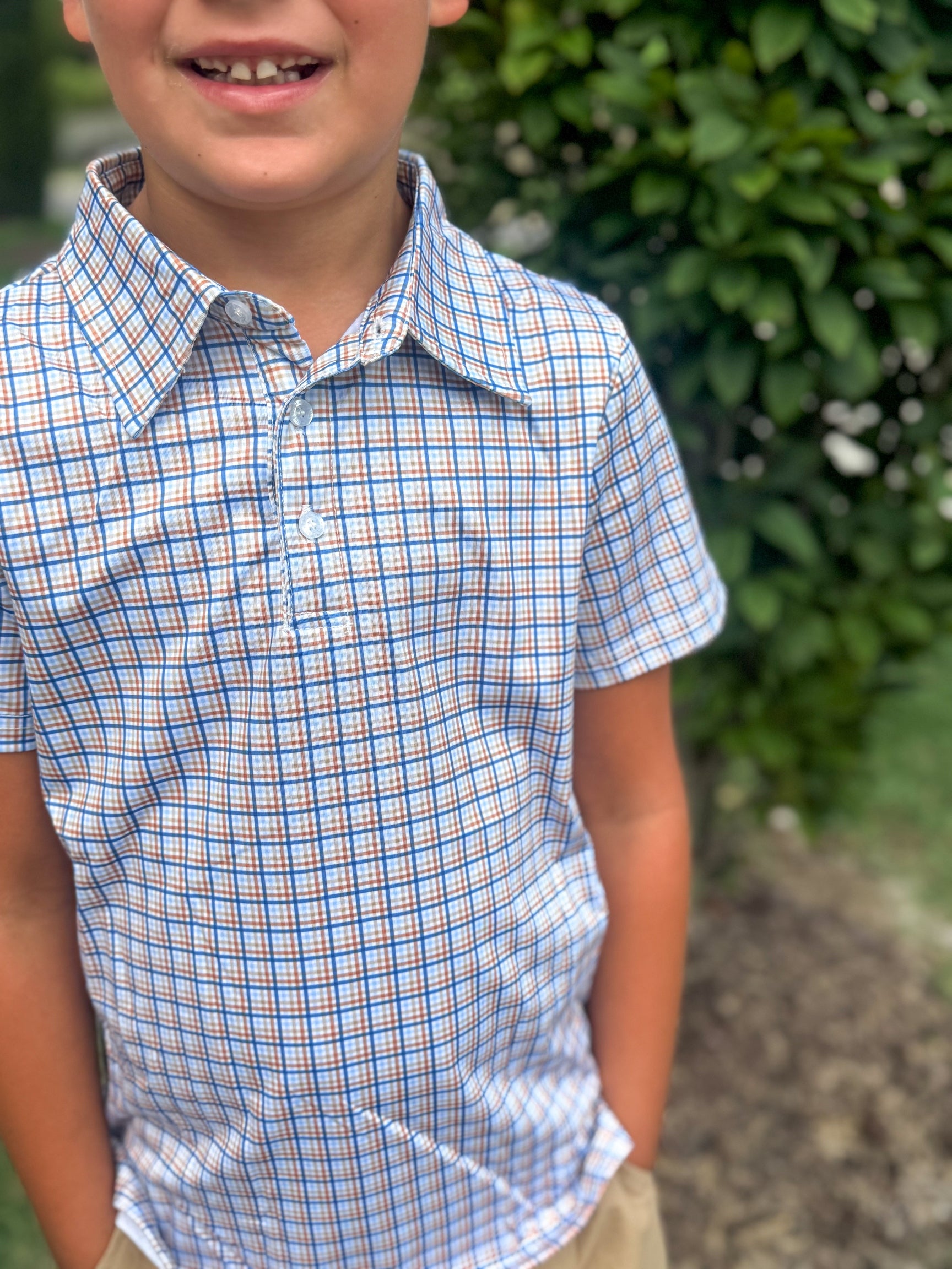 Brazos Plaid Polo Short Sleeve Shirt