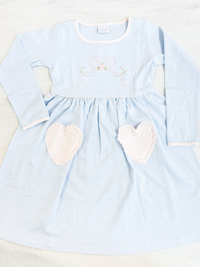 Letter Bow Heart Pocket Dress