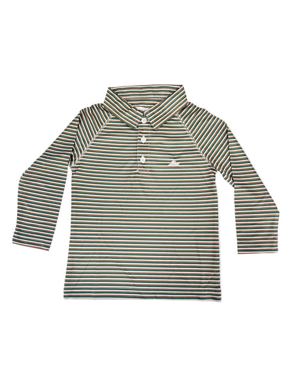 Southbound Striped Performance L/S Polo Shirt