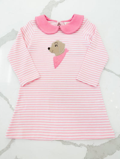 Pink Striped Dog w/Bandana Dress