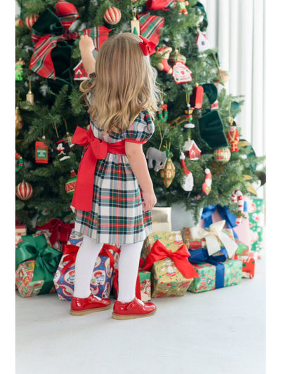 Cindy Lou Sash Dress Woven Yarn - Aiken Place Plaid/Richmond Red