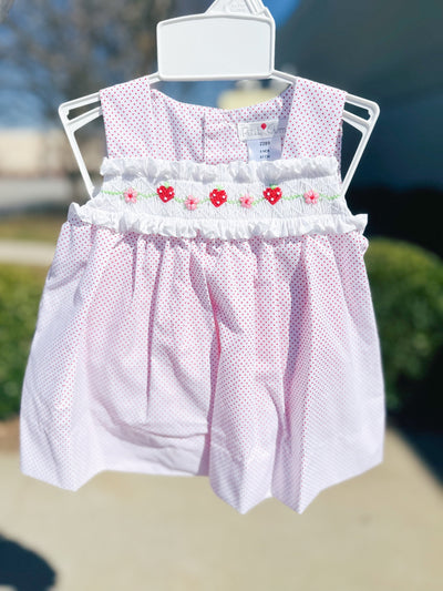 Strawberry Smocked Girls Bloomer Set