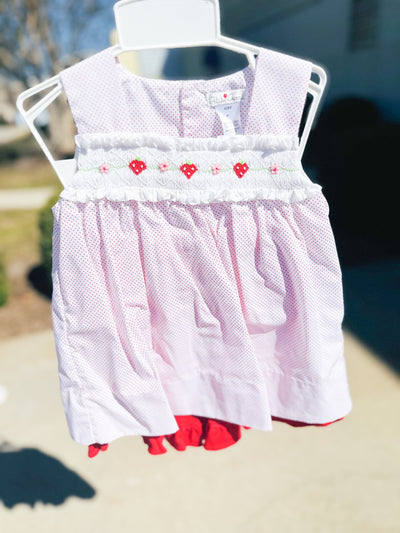 Strawberry Smocked Girls Shorts Set