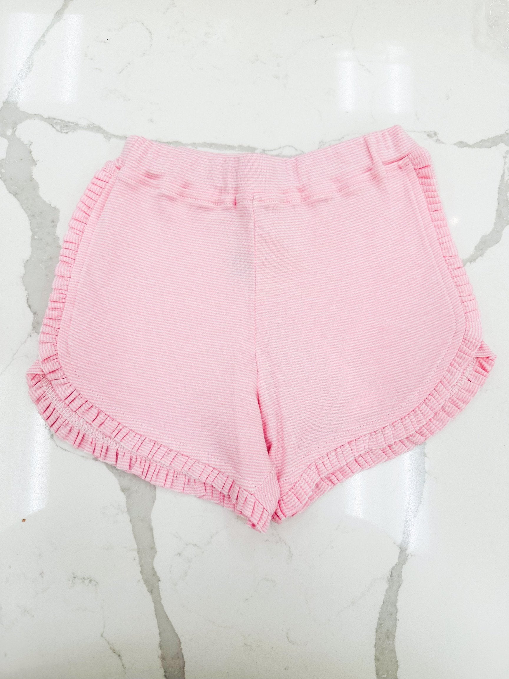 Sara Mini Striped Ruffle Knit Shorts