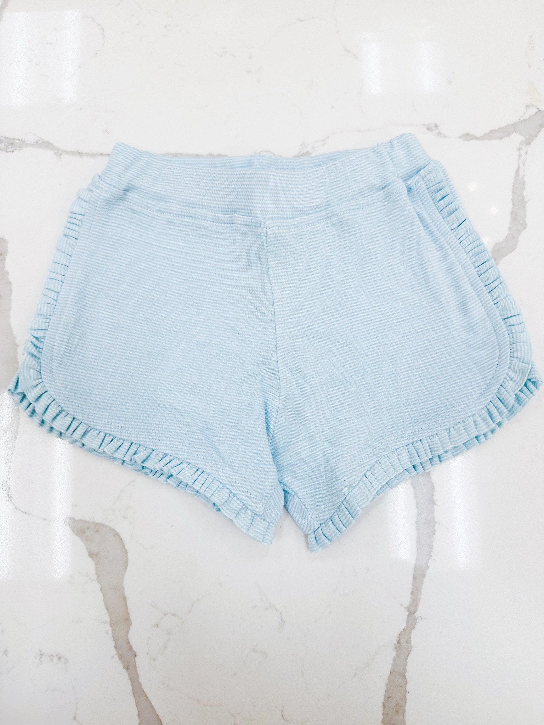Sara Mini Striped Ruffle Knit Shorts