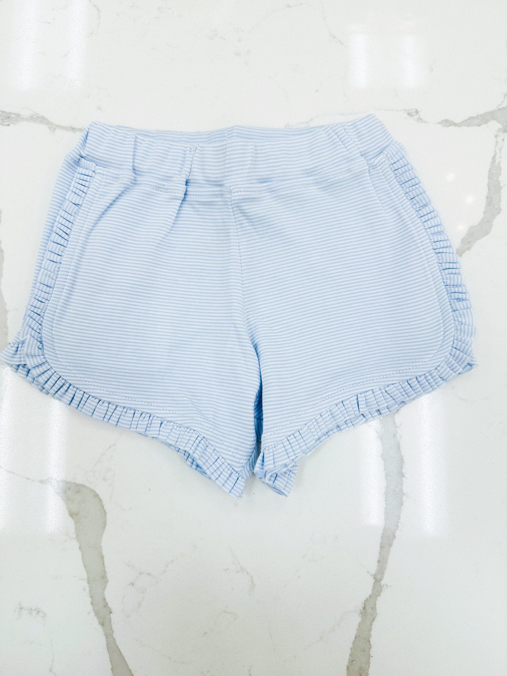 Sara Mini Striped Ruffle Knit Shorts