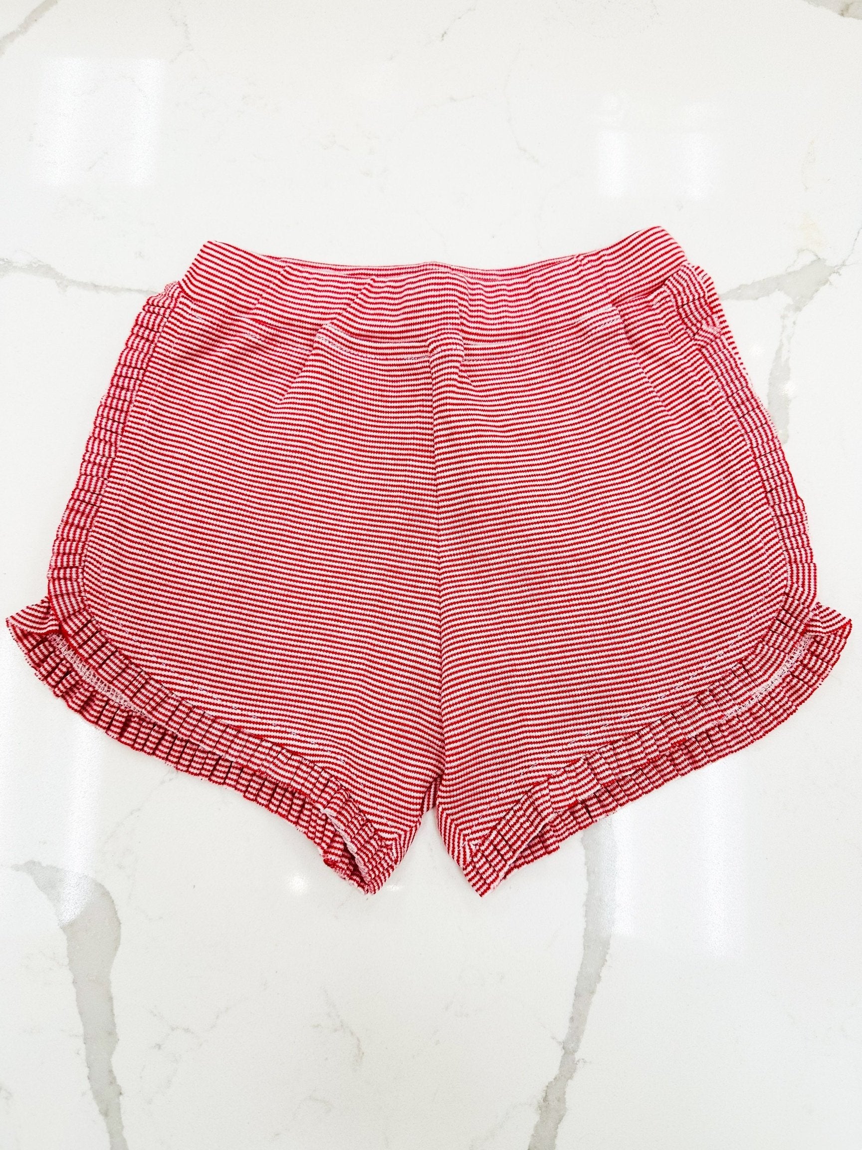 Sara Mini Striped Ruffle Knit Shorts