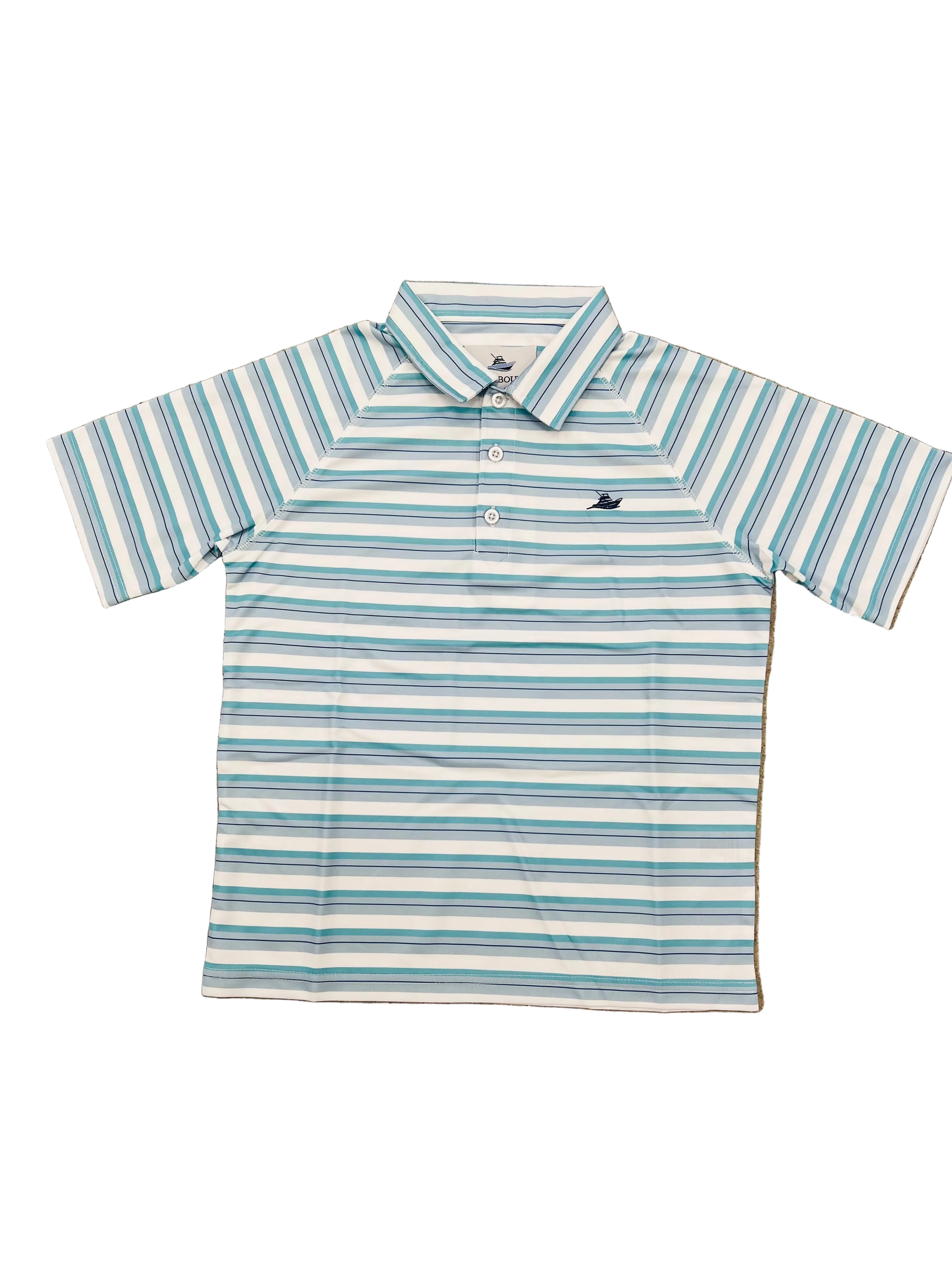 Blue Striped Performance S/S Polo Shirt