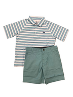 Blue Striped Performance S/S Polo Shirt