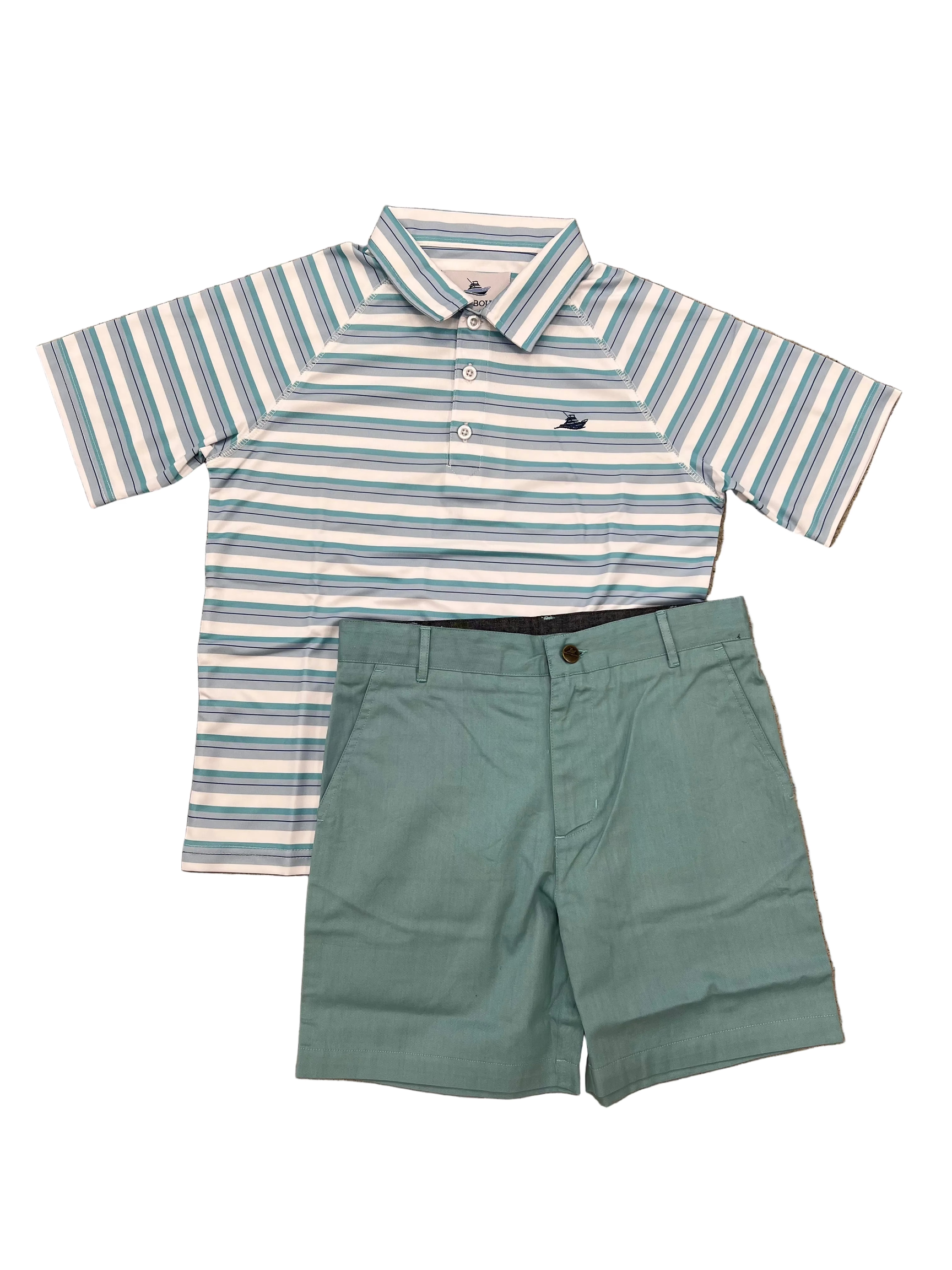 Blue Striped Performance S/S Polo Shirt