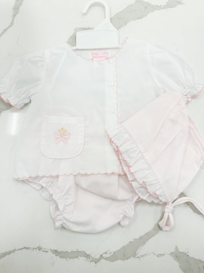 Bow Embroidered Diaper Set