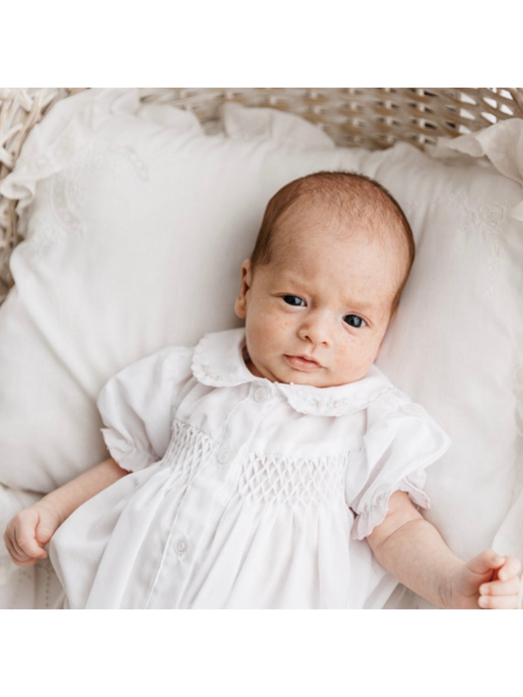 newborn smocked dress Preemie Smocked Scallop Bubble