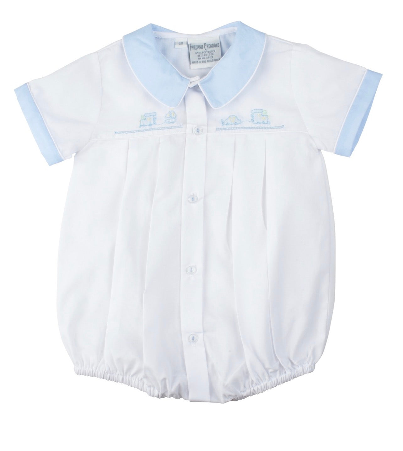 Preemie Embroidered Train Creeper