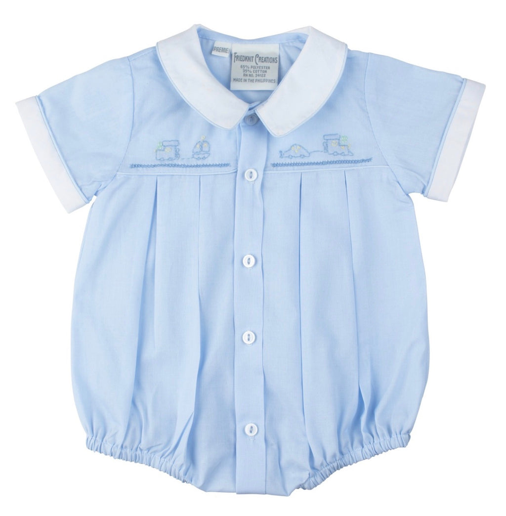 Preemie Embroidered Train Creeper