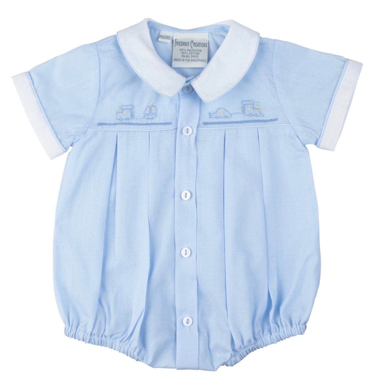 Preemie Embroidered Train Creeper