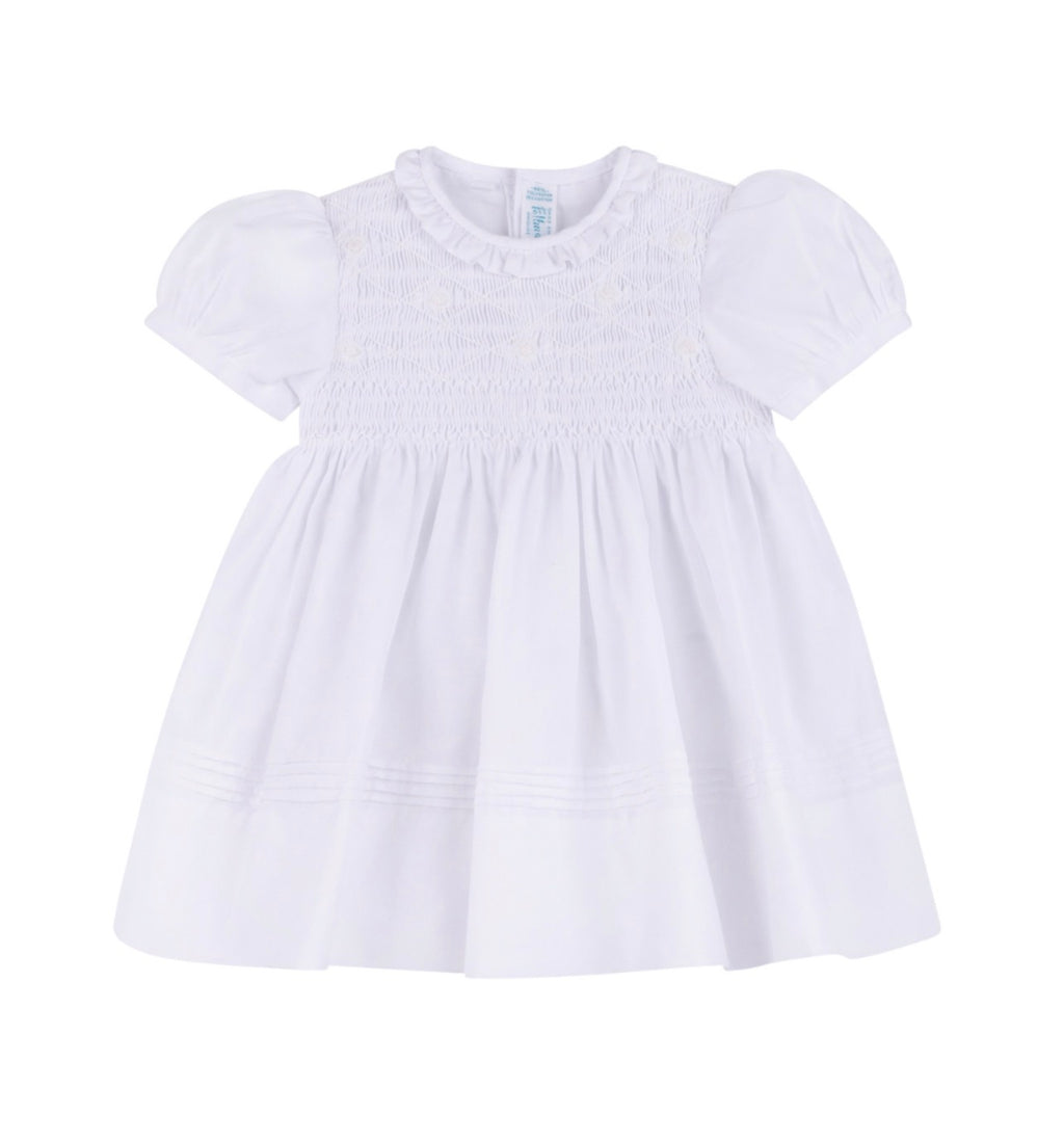 White Floral Smocked Dress