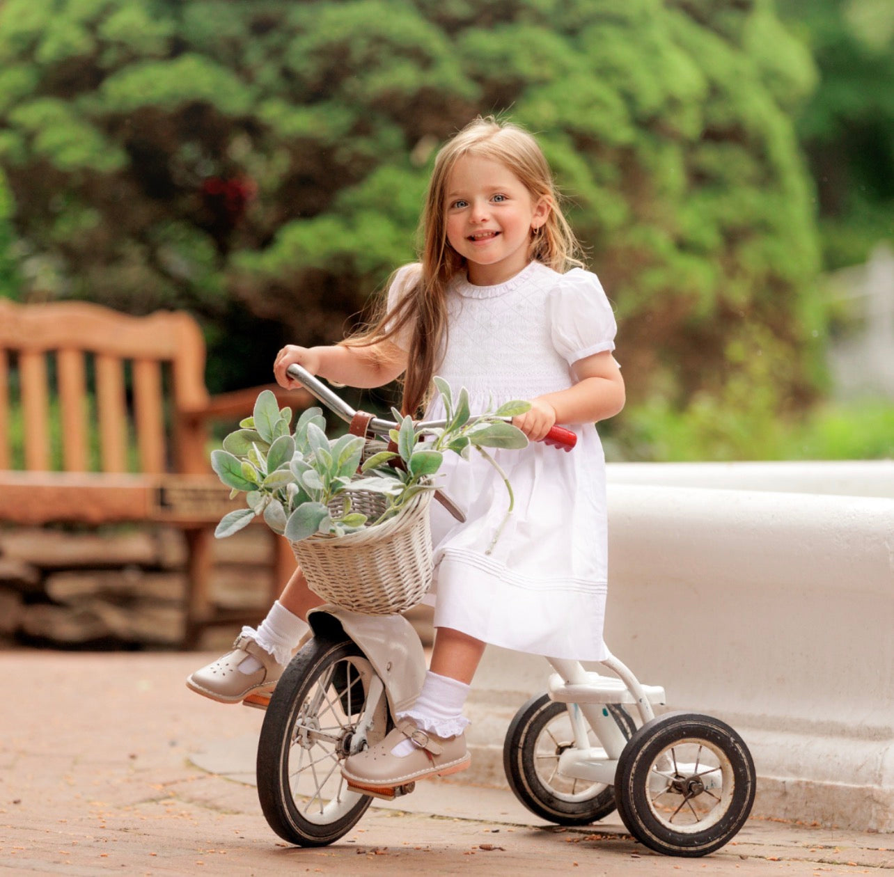 White Floral Smocked Dress