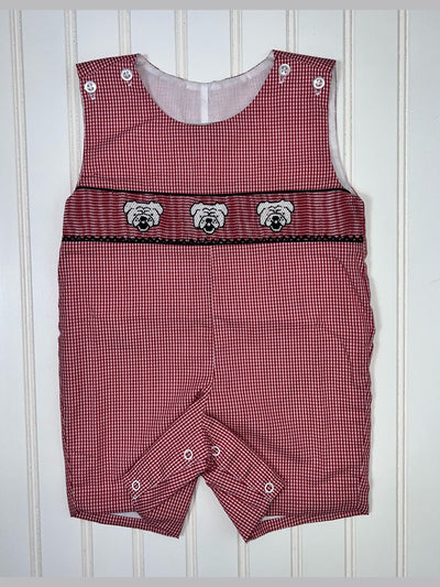 Bulldog Smocked Red Gingham Jon Jon