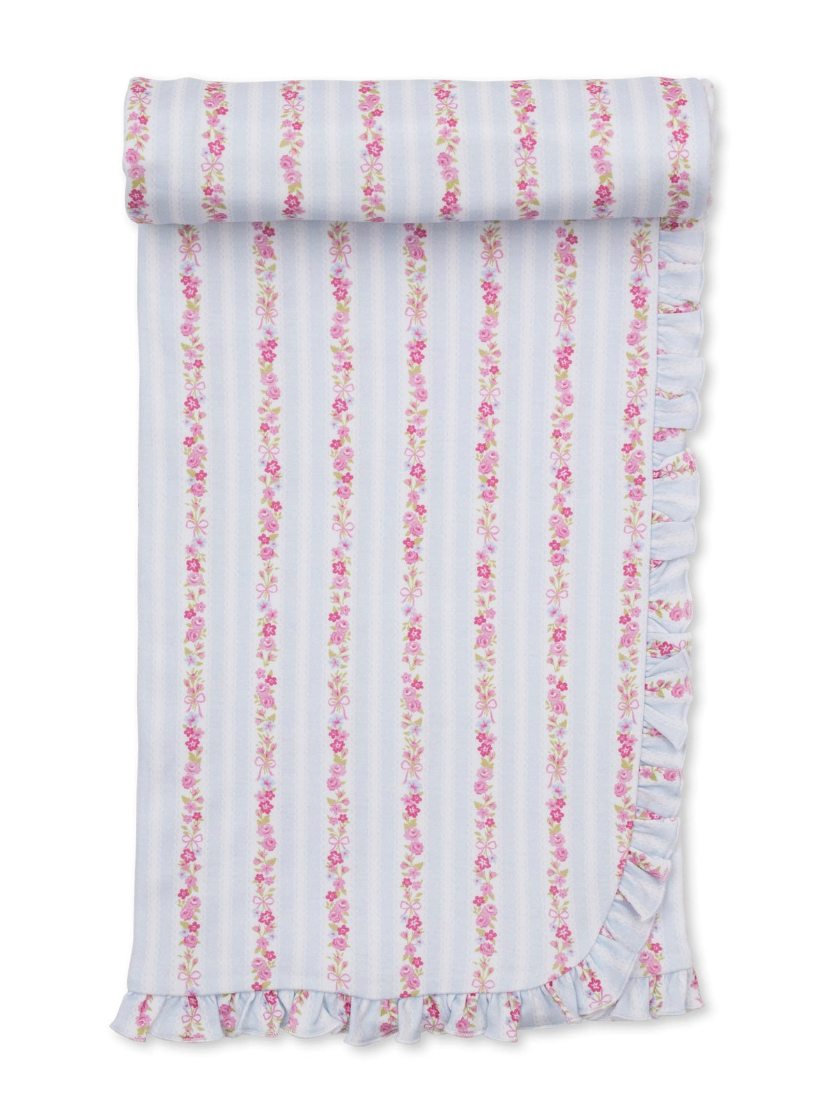 Ribbon Roses Print Receiving Blanket with Ruffle