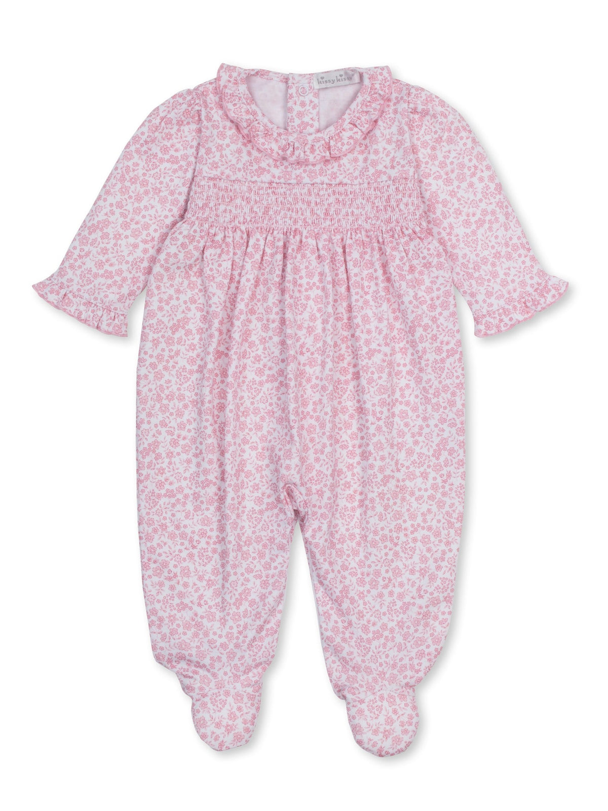 Fall in Blooms Printed Smocked Footie - Pink